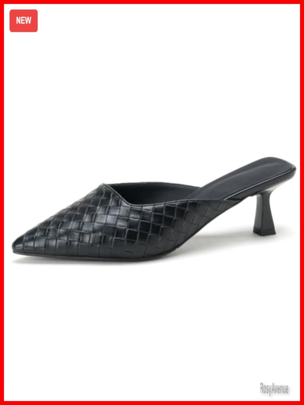 Women's Woven Mules Kitten Heels Pointed Toe Slip On Slingback Pumps
